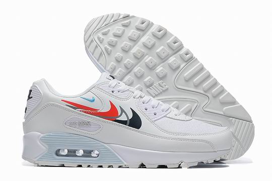 Cheap Nike Air Max 90 White Four Swooshes Men's Shoes-101 - Click Image to Close